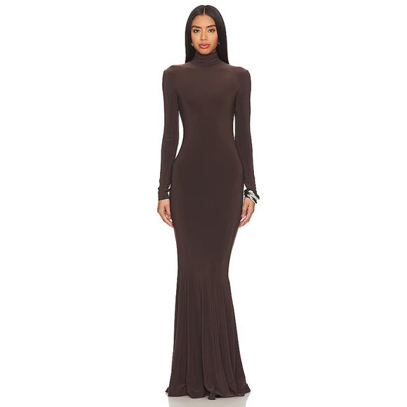 Norma Kamali x REVOLVE Fishtail Gown in Chocolate Brown - Picture 1 of 3